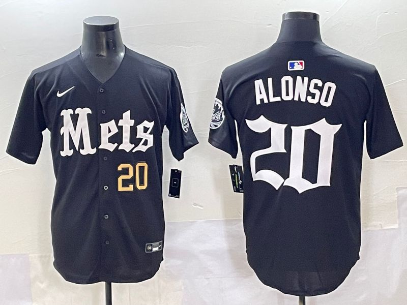 Men 2025 New York Mets #20 Alonso Black Five generations Joint Name Nike MLB Jersey style 2->new york mets->MLB Jersey